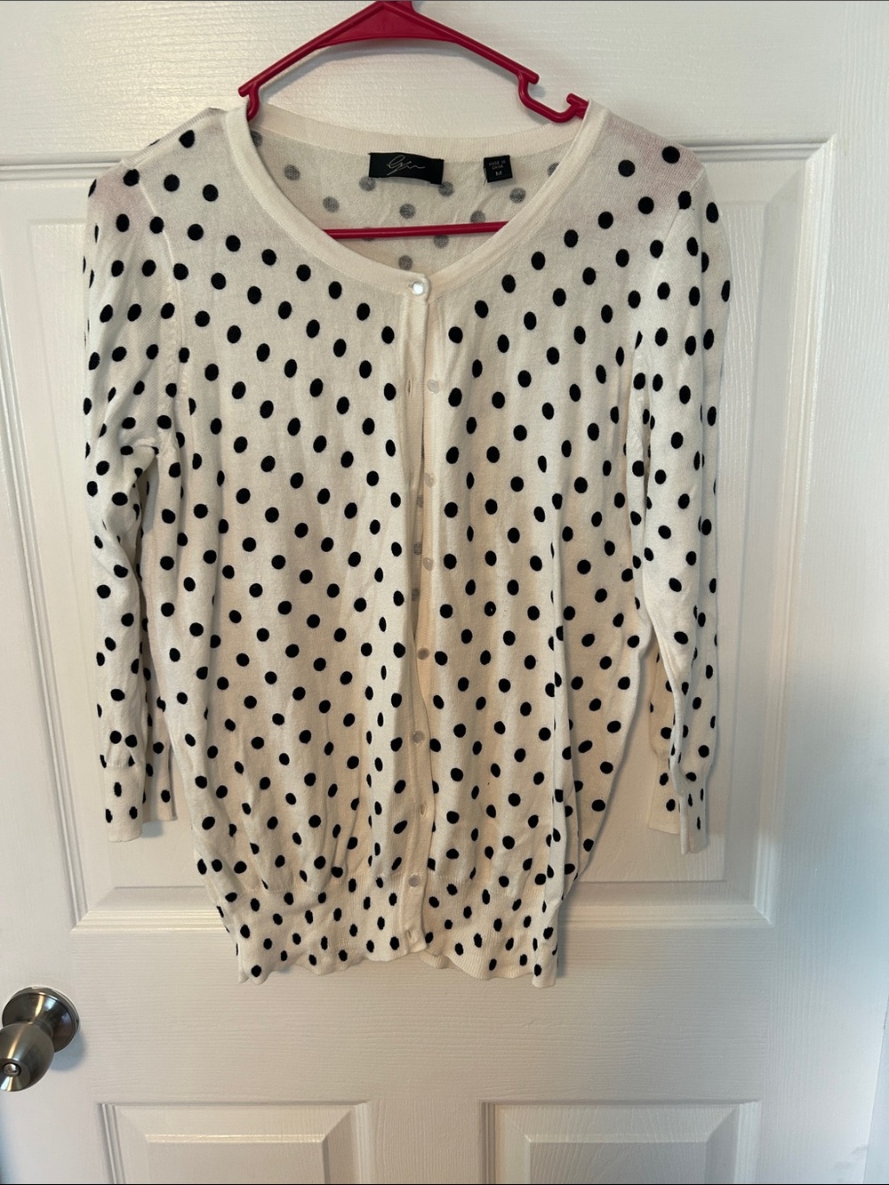 White Polka Dot Cardigan Sweater - Women